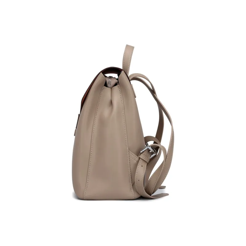 TTaG．baG Cow Leather Backpack Women's Apricot Coffee/Brown/Black-3