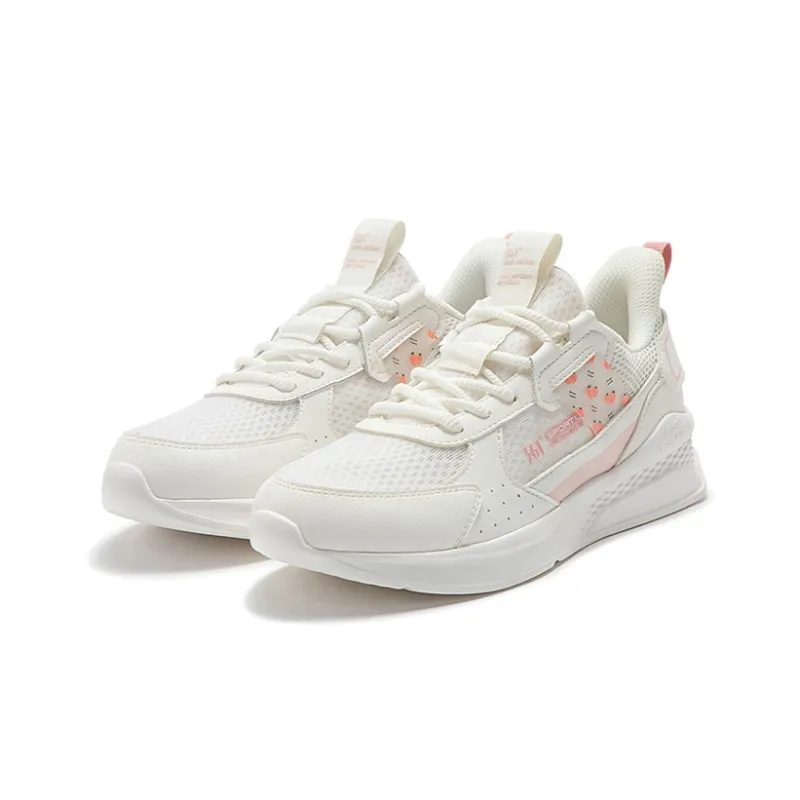 361° Cushioning Abrasion Resistant Breathable Low Top Casual Running Shoes Women's White Pink-3