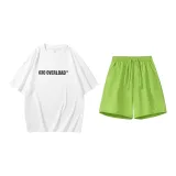 White T-Shirts+Grass Green Shorts