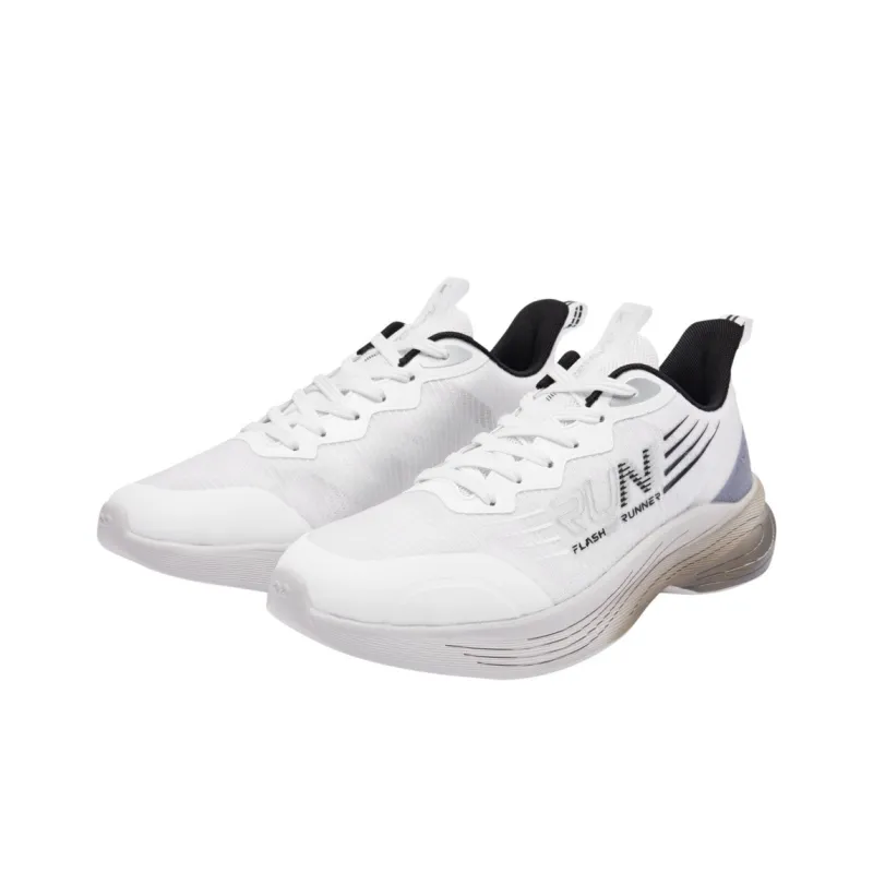 QIAODAN Durable Breathable Low Top Running Shoes Men's White Silver-3