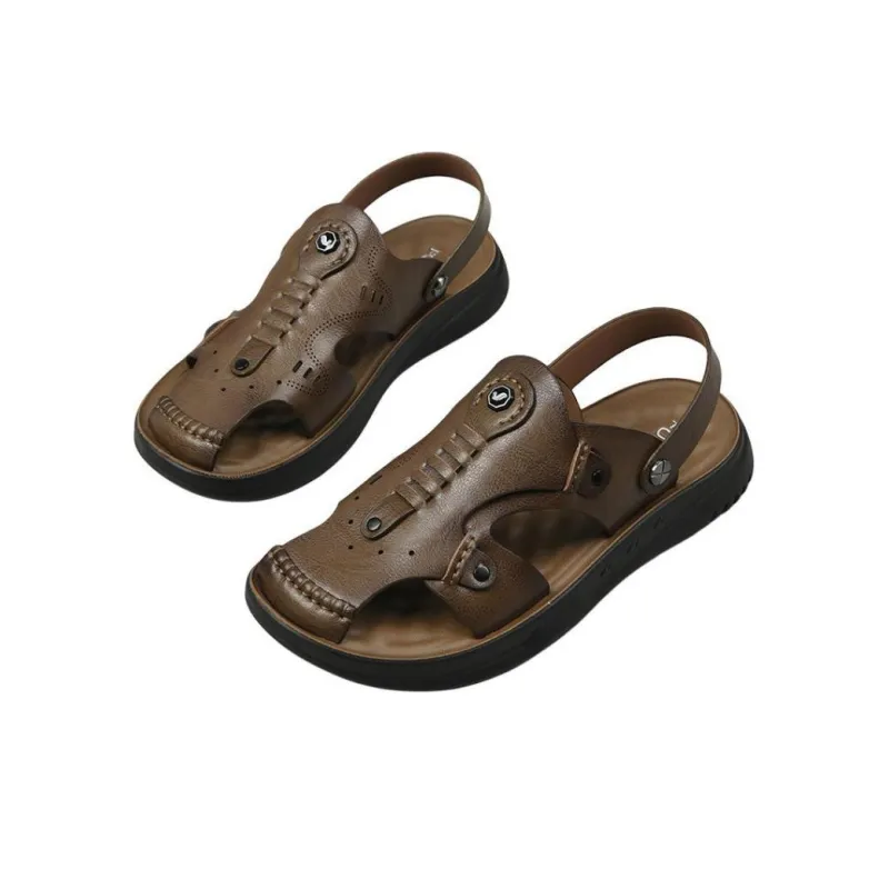 Rich birds Beach Sandals Men Black/Khaki-5