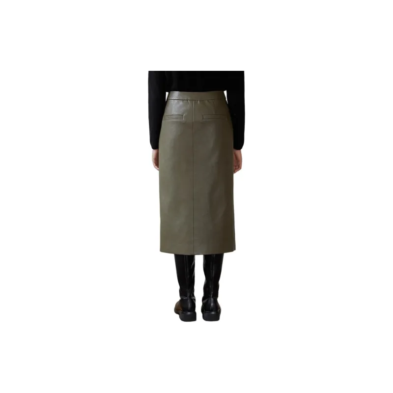 BLUEerror Casual Long Skirt Women's Olive Green-1