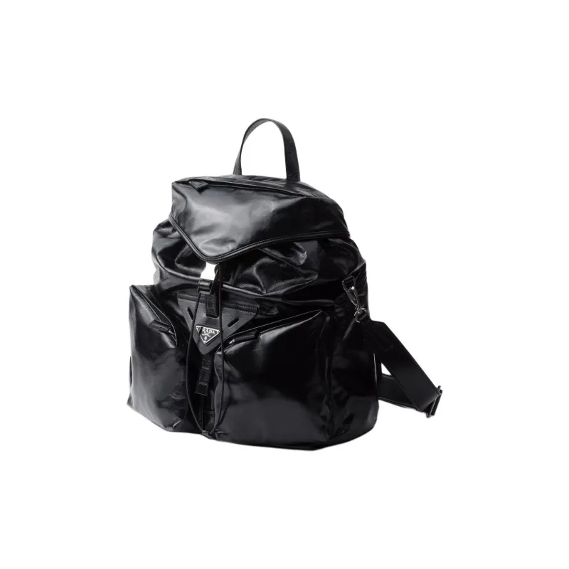 PRADA Leather Backpack Men's Black-1