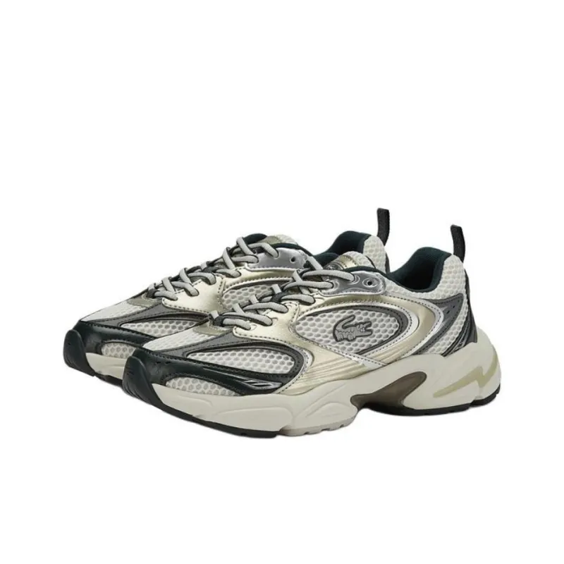 LACOSTE Breathable Lightweight Low Top Casual Shoes Women's Dark Green-2