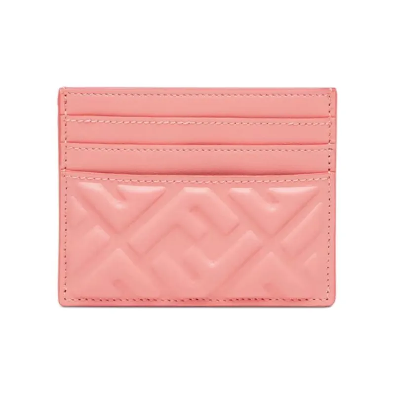FENDI Lambskin Card Clip Card Holder Women's Pink-0