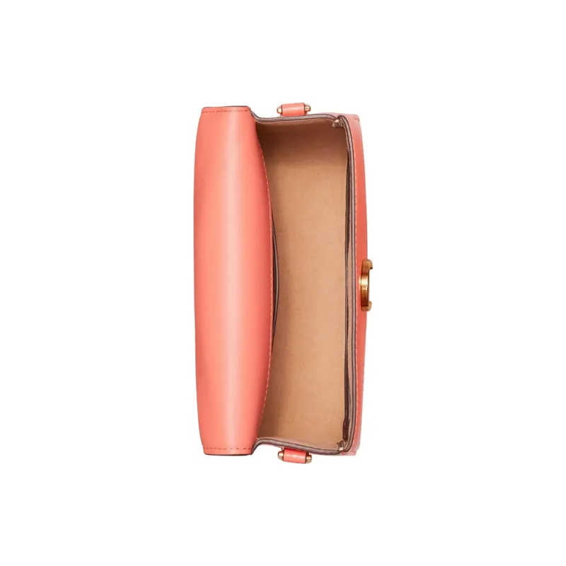 TORY BURCH Robinson Cross Grain Cow Leather Shoulder Bag, Crossbody Bag, Handbag Small Size Women's Coral Red-3
