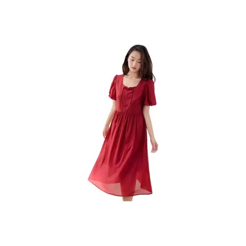 Fragment Short-Sleeved Dresses Women's Large Red