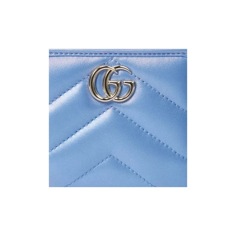 GUCCI GG Marmont Patent Leather Wallet Mini Women's Light Blue-6