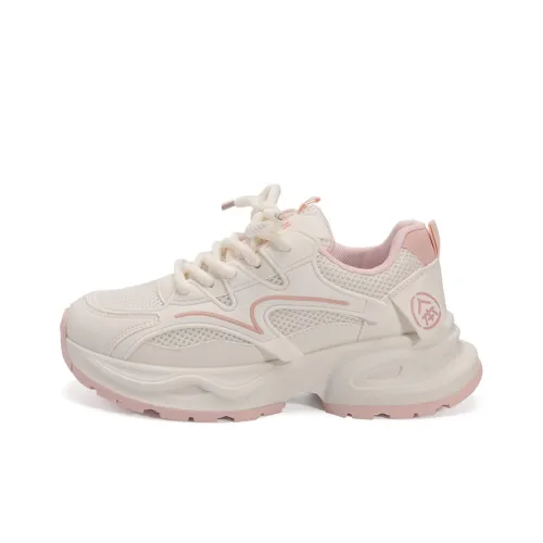 RENBEN Chunky Sneakers Women's Low-Top Pink/White