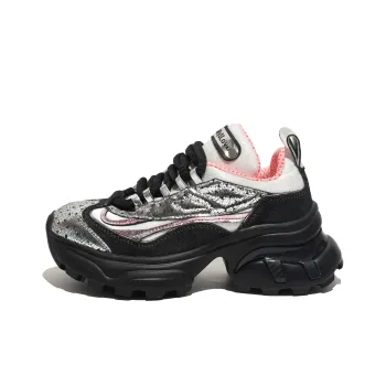WANG&My&love Cushioning Height Increasing Low-Top Cool And Trendy Hot Girl Chunky Sneakers Women's Dazzling Color Black