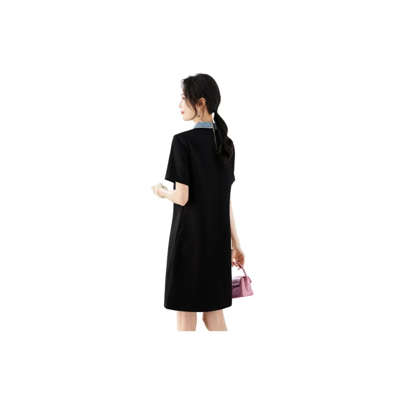 TERRE BLEUE Short Sleeved Dresses Women's Black-1