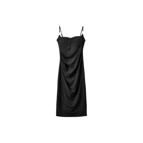 FANQIN Slip Dresses Women's Black