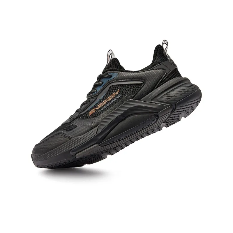 QIAODAN Uh huh Cushioning Wear Resistant Low Top Running Shoes Men's Black Blue-4