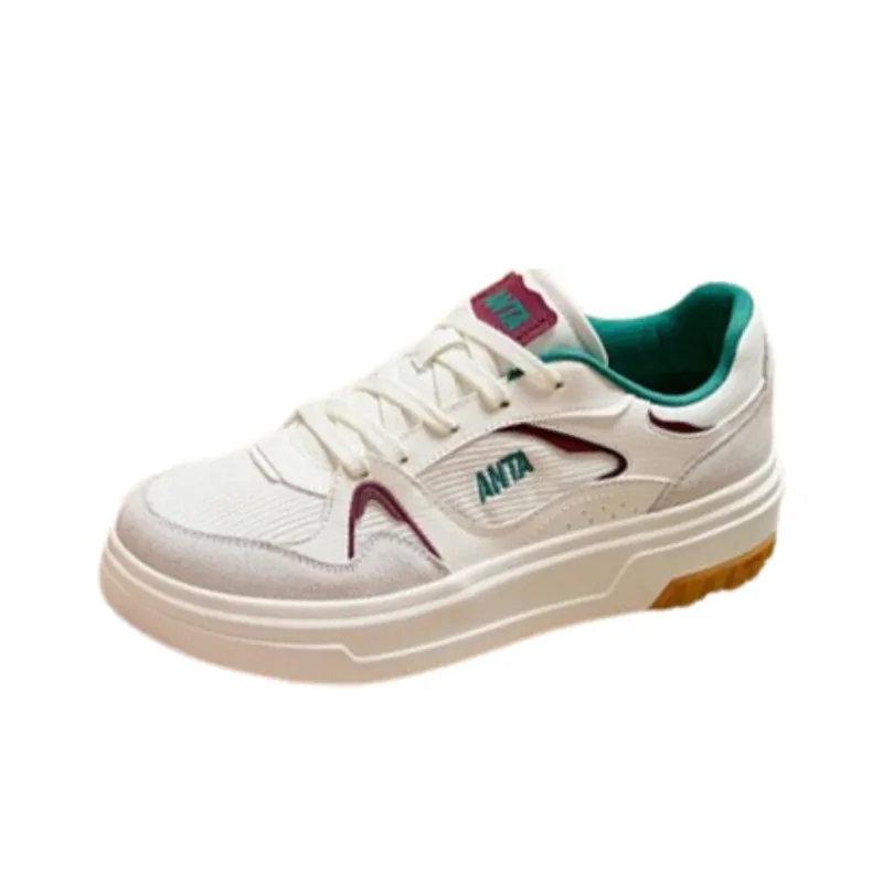 Anta Life Collection Anti Slip Wear Resistant Low Top Skateboard Shoes Women's White Red Green-0