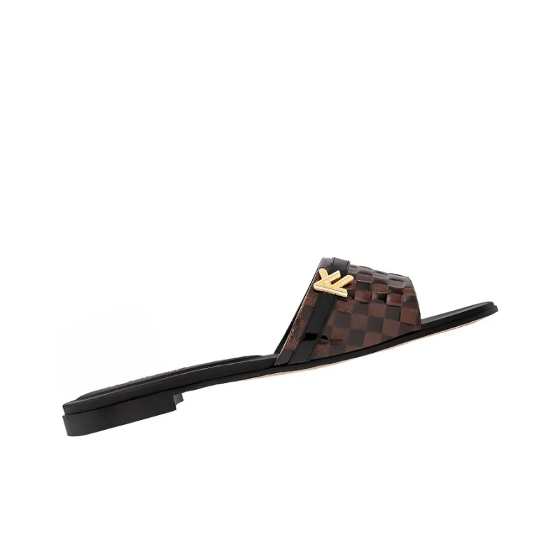 LOUIS VUITTON Revival Slide Slippers Women's Black Brown-2