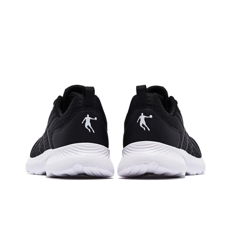 QIAODAN Cushioning Wear Resistant Low Top Casual Running Shoes Men's Black White-5