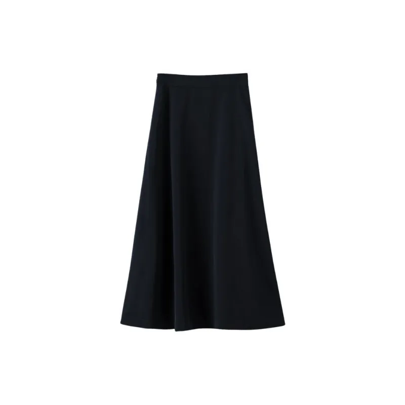 Late White Casual Long Skirts Women's Blue-2