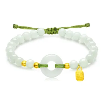 KING TAI SANG Hetian Jade Bracelets Women's Pale Greenish-White Jade