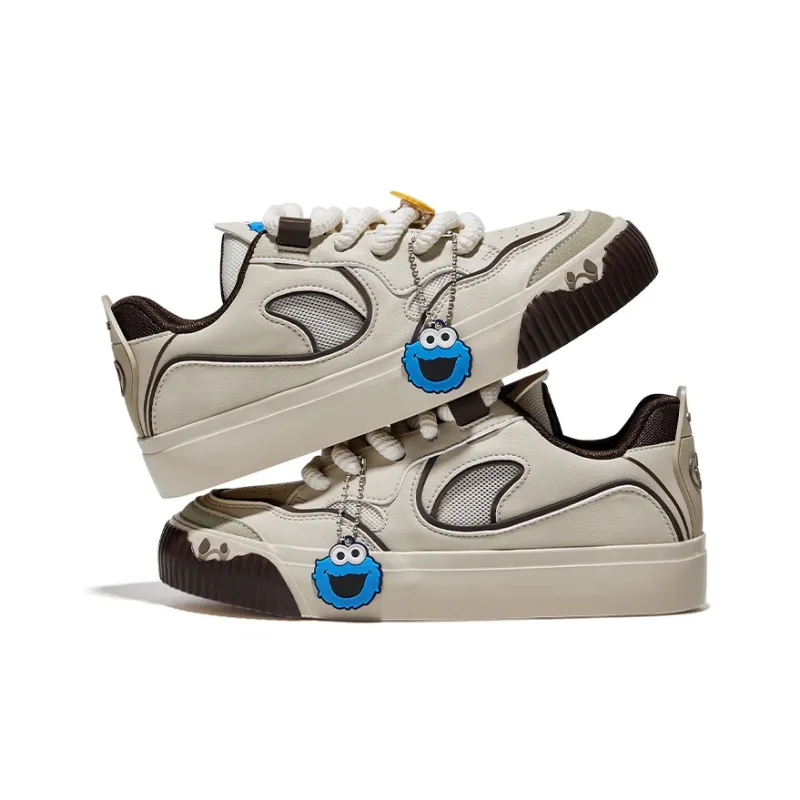 ZHIMAJIE x Feiyue Durable Breathable Low-Top Skateboard Shoes Women's Beige Coffee-4