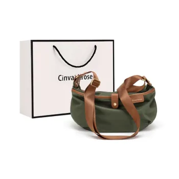 Simvay Clos Fabric Shoulder Bag Dumpling Bag Medium Size Women's Green/Black