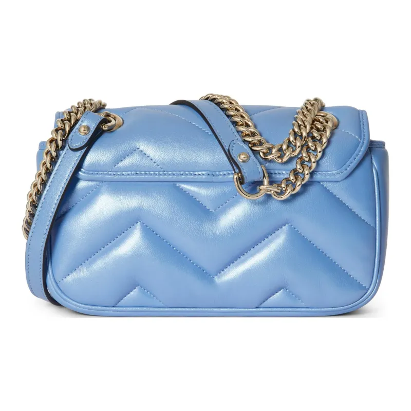 GUCCI Marmont Leather Crossbody Bag Shoulder Bag Women's Light Blue-2