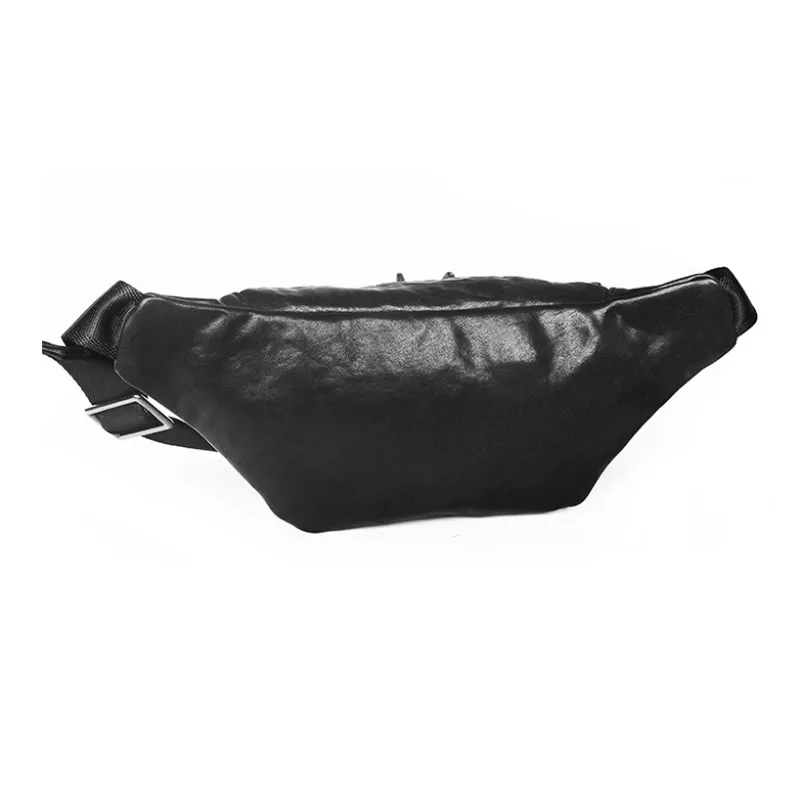DOSRFINI Top Grain Cow Leather Trendy Casual Sports Sling Bag Regular Men's Black-3
