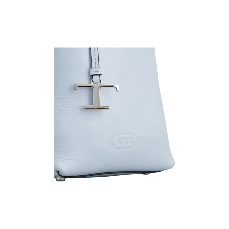 TOD'S Leather Shoulder Bag Crossbody Bag Handbag Micro Women's Light Blue-4