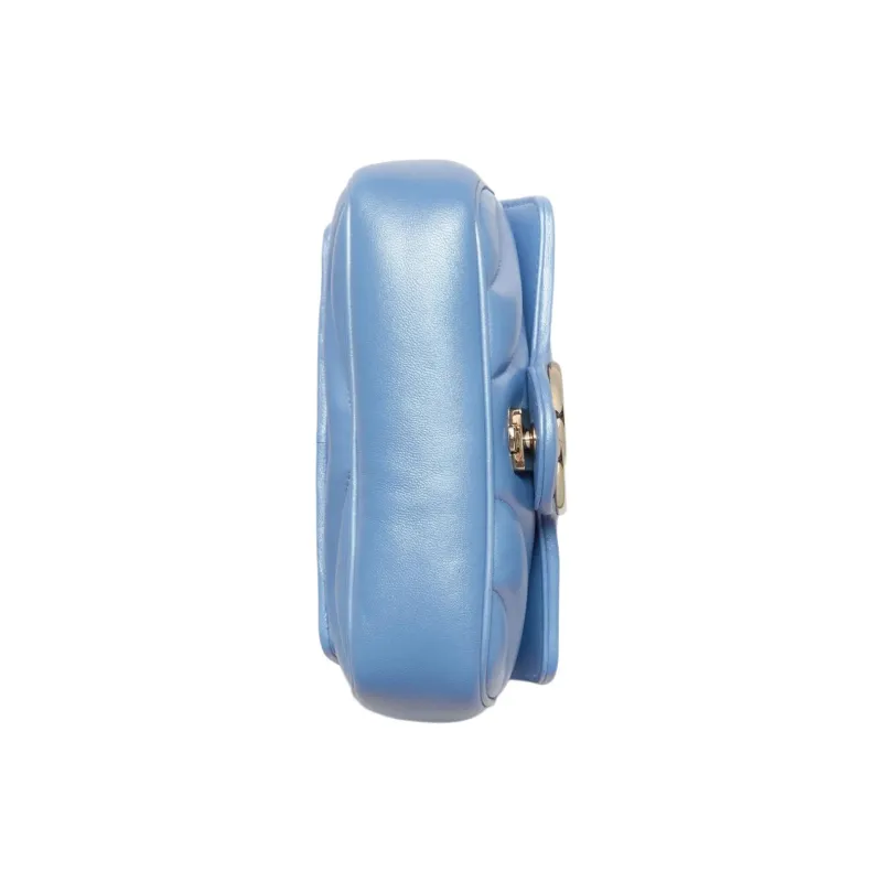 GUCCI GG Marmont Quilting Leather Shoulder Bag Crossbody Bag Extra Mini Women's Light Blue-4