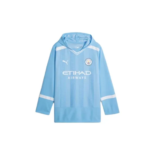 PUMA Manchester City Oversized Winter Football Jersey Soccer Jerseys Men's Light Blue
