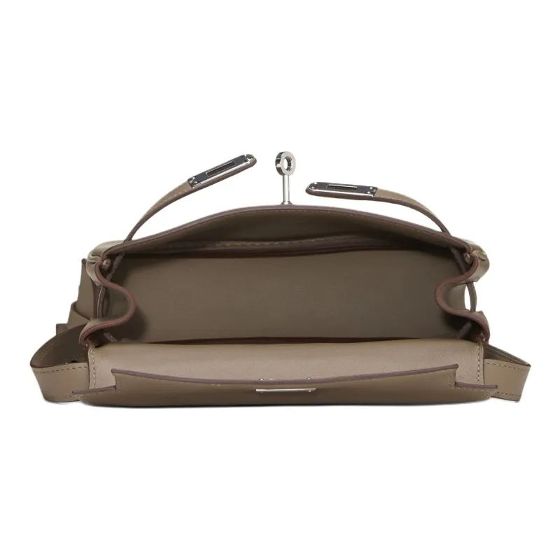 HERMES Kelly Swift Leather Crossbody Bag, Shoulder Bag Women's 18 Etoupe Elephant Gray-5
