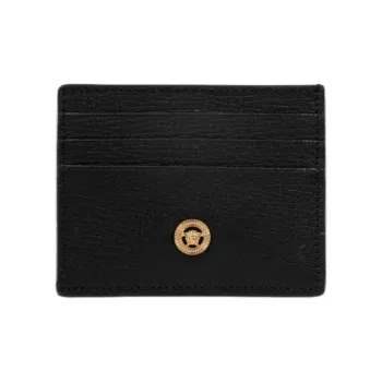 VERSACE Leather Card Holder Men's Black
