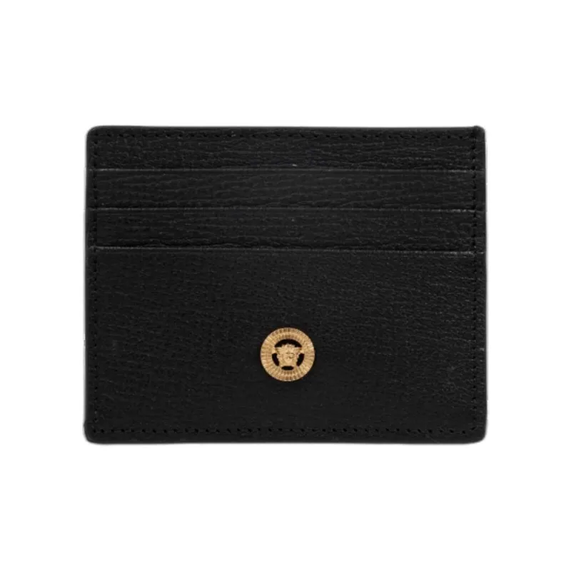 VERSACE Leather Card Holder Men's Black-0