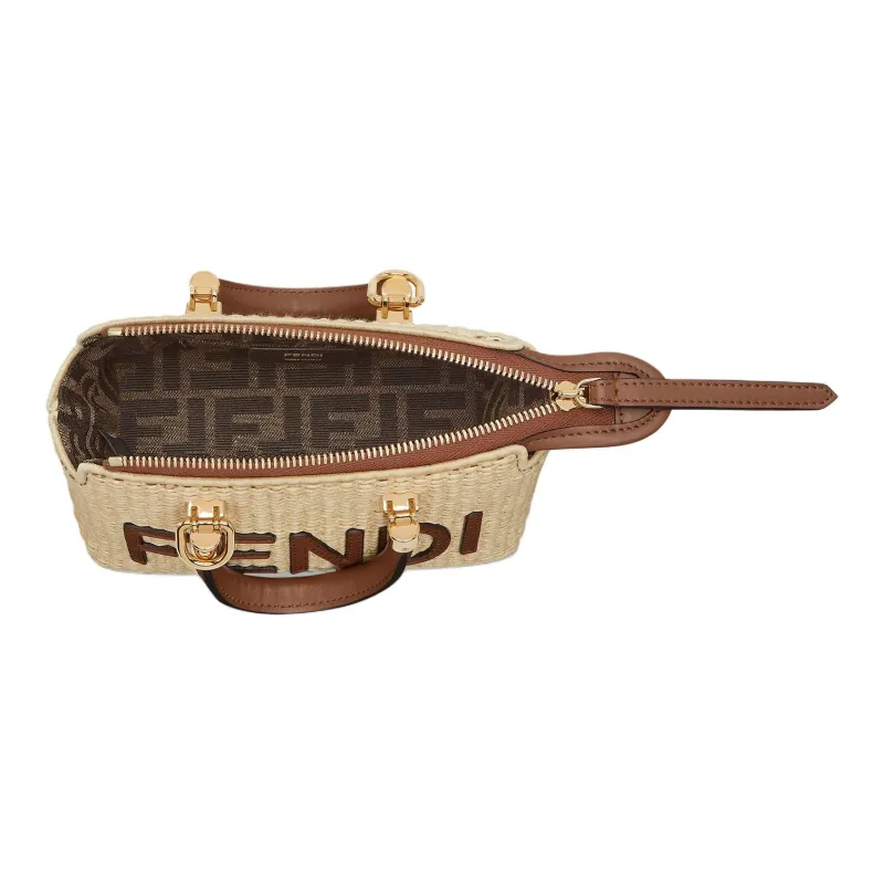 FENDI By The Way Series Polyamide With Polyester One Shoulder Handbag, Crossbody Bag Mini Women's Beige-3