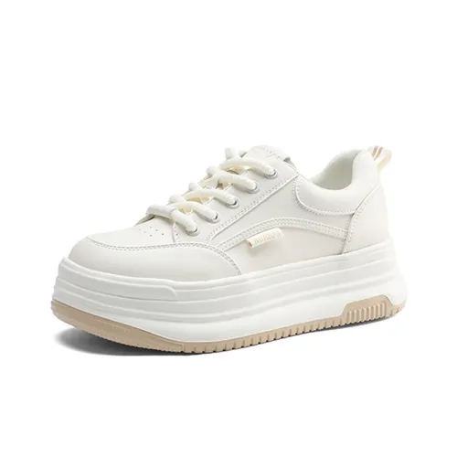 HUANAI Skateboard Shoes Women's Low-Top Beige