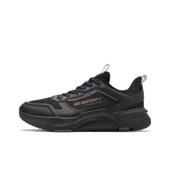 QIAODAN Uh-huh Cushioning Wear-Resistant Low-Top Running Shoes Men's Black Blue