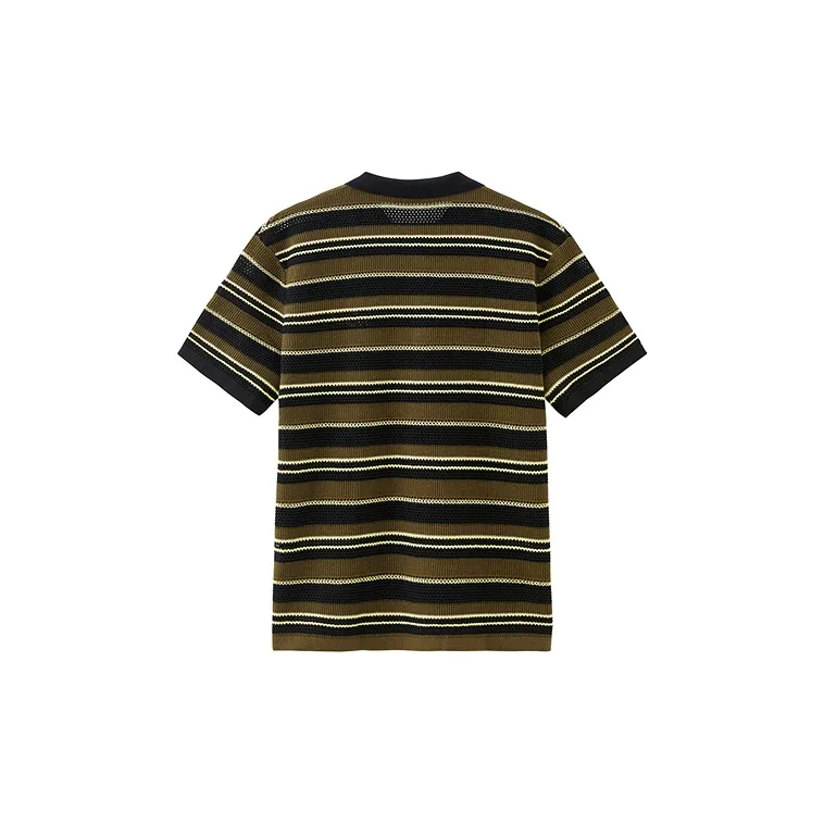 PEACEBIRD MEN Polo Shirts Men Green Stripe 1 Combined-1