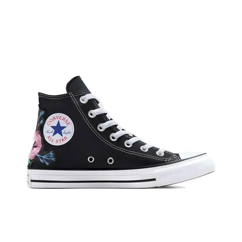 Converse Chuck Taylor All Star Embroidered Florals Cushioning High-Top Canvas Shoes Unisex Black-1