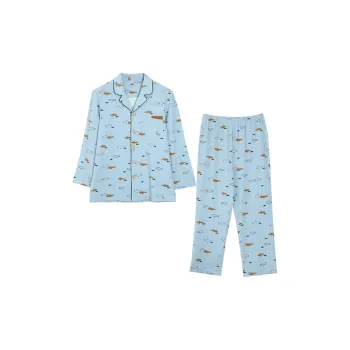 Red Beans At Home Pajama Set Men's Sky Blue