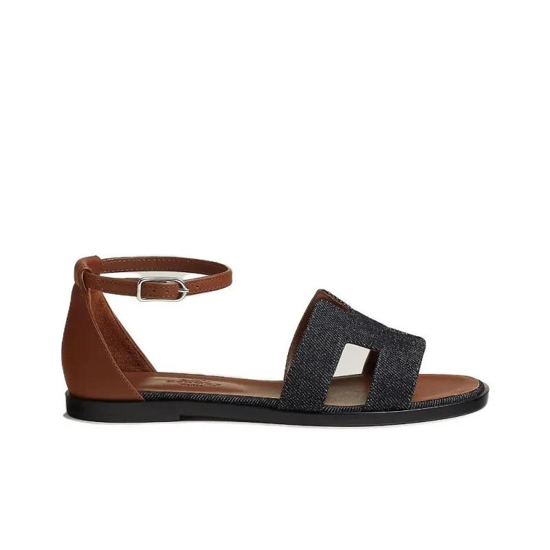 HERMES Santorini One Strap Sandals Women's Blue-1