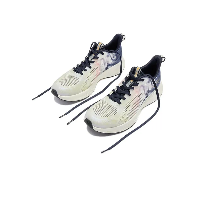 QIAODAN Slip Resistant Low Top Running Shoes Men's White Blue-4