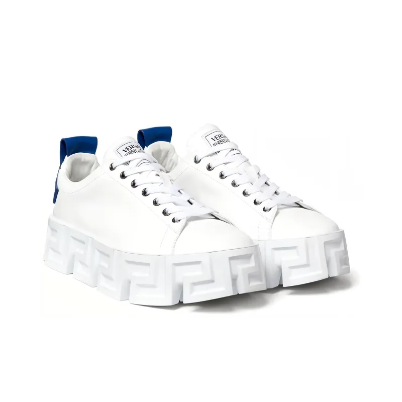 VERSACE Greca Labyrinth Lace Up White White Blue-2