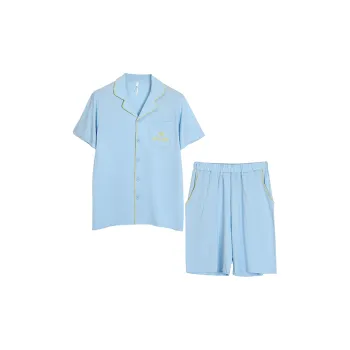 Red Beans At Home Pajama Set Men's Summer Blue