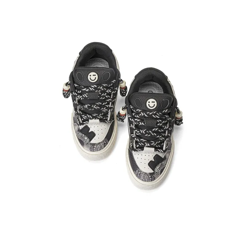 MINISO Low Top Skateboard Shoes Unisex Classic Black White-5