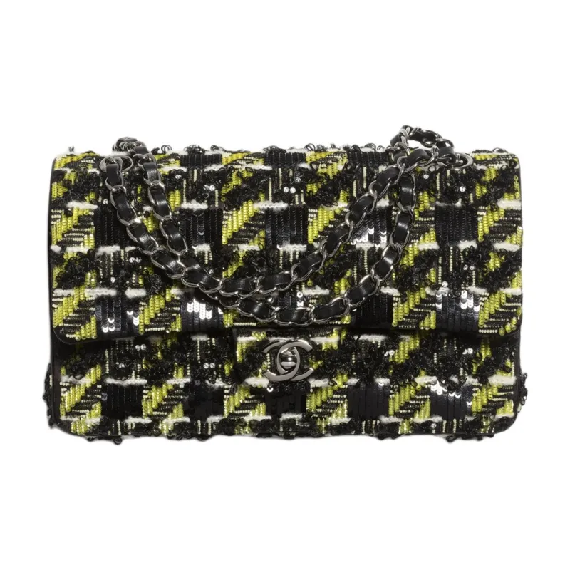 CHANEL Classic Flap CF Sequins Embroidery Crossbody Bag, Shoulder Bag Women's Multicolor-0