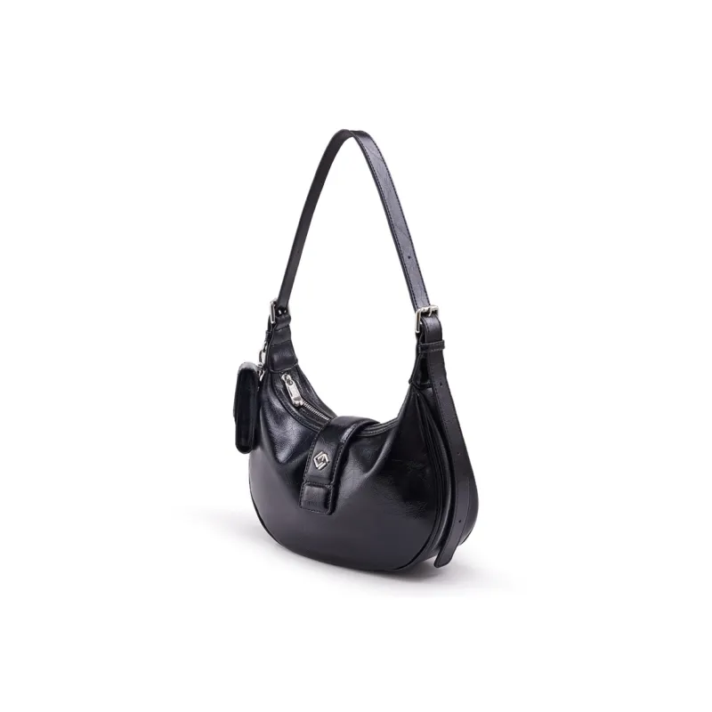 HE BAO BAO Cow Leather Crossbody Bags Shoulder Bags Regular Women's Oil Painting Black-2