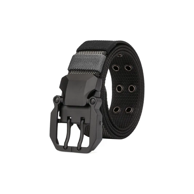 Jaylen Oos Pin Buckle Double Sided Two Tone Woven Belt Men's Gray Black Blue Black Width  3.8CM-0
