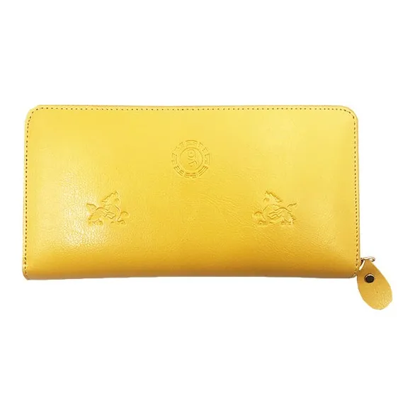 DOSRFINI Genuine Leather Yellow Auspicious Animal Wallet Medium Size Men's Bright Yellow-0