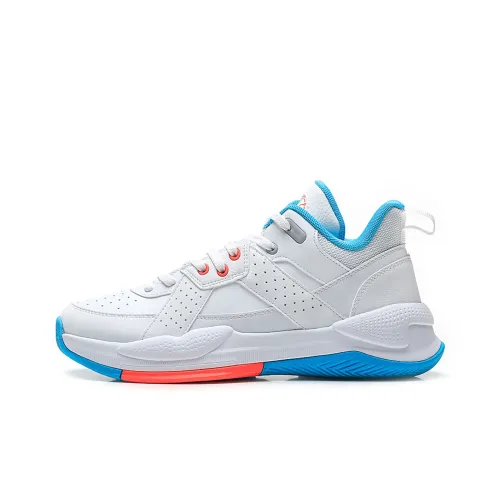 QIAODAN Basketball Shoes Men Low-Top Jordan White/Smart Blue