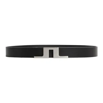 J.Lindeberg Logo Emblem Smooth Buckle Leather Leather Belts Women's Black 3CM