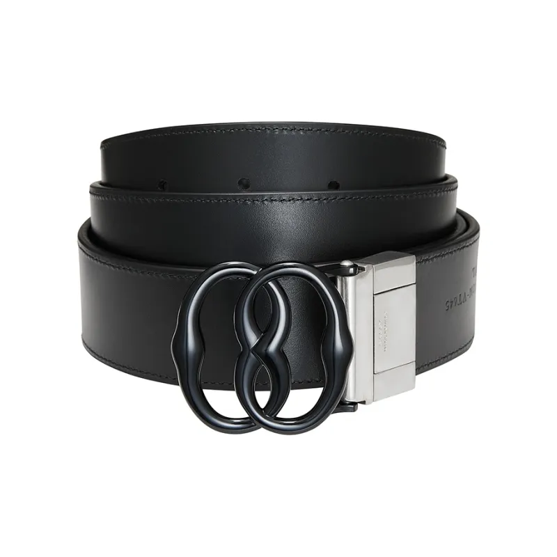 BALLY Letter Logo Smooth Buckle Cow Leather Leather Belts Men's Black Width 3.3cm-1